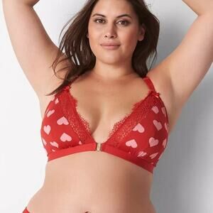 Cacique Sexy Hearts Valentine's Day Lace Strappy Bra 38DDD